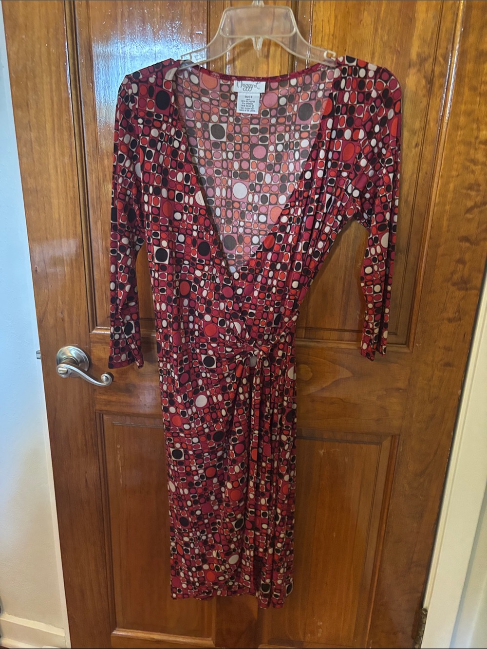 Wrap Dress in Red Geometric Print